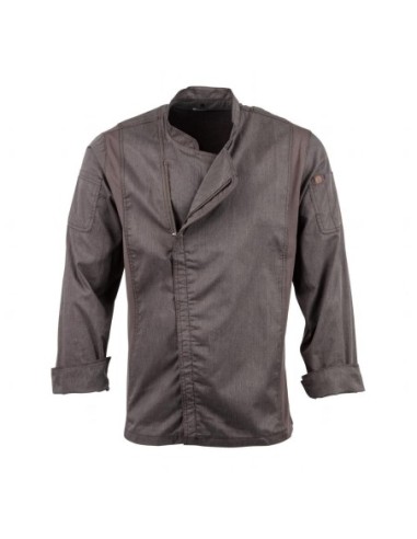 Veste de cuisine mixte légère à fermeture éclair Hartford Chef Works Urban gris graphite S