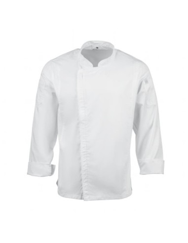 Veste de cuisine mixte légère à fermeture éclair Hartford Chef Works Urban blanche XL