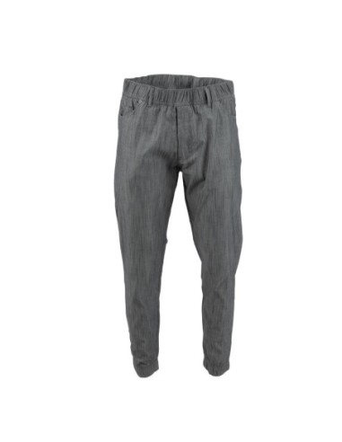 Pantalon de cuisine Works Urban Jogger 257 à fines rayures noires et blanches L