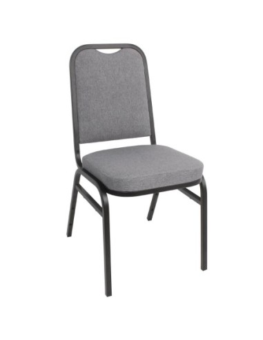 Chaise de banquet avec dossier carré et tissu gris Bolero lot de 4