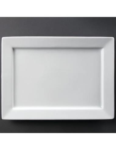 Plat de service rectangulaire à bord large Olympia Whiteware 400 x 295 mm