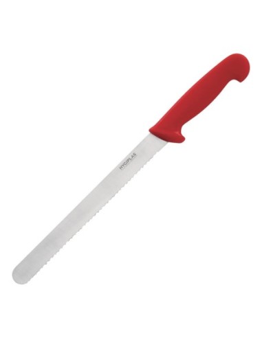 Couteau à trancher denté Hygiplas rouge 255mm