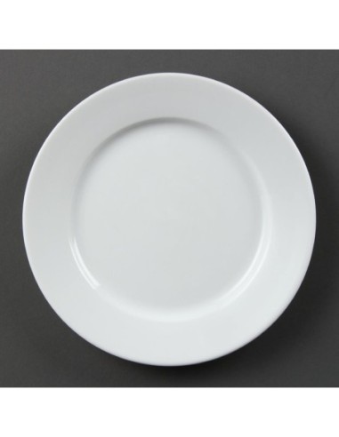 Assiettes à bord large blanches Olympia 202mm (Lot de 12)