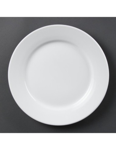 Assiettes à bord large blanches Olympia 250mm (Lot de 12)