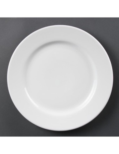 Assiettes à bord large blanches Olympia 310mm (Lot de 6)