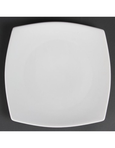 Assiettes carrées bords arrondis blanches Olympia 270mm (Lot de 6)