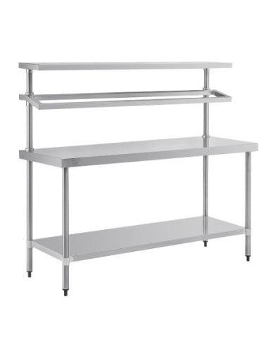 Grande table de préparation inox avec support bacs GN Vogue