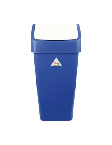 Poubelle polypropylène à couvercle battant SYR bleue 50L