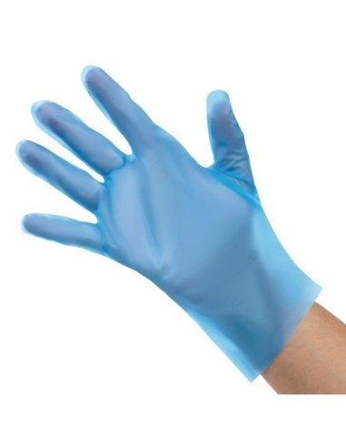 Gants alimentaires en TPE non poudrés bleus Nisbets Essentials M (lot de 200)