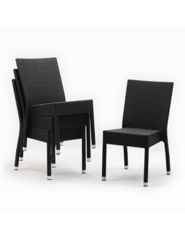 Chaises en rotin PE Bolero anthracite (Lot de 4)