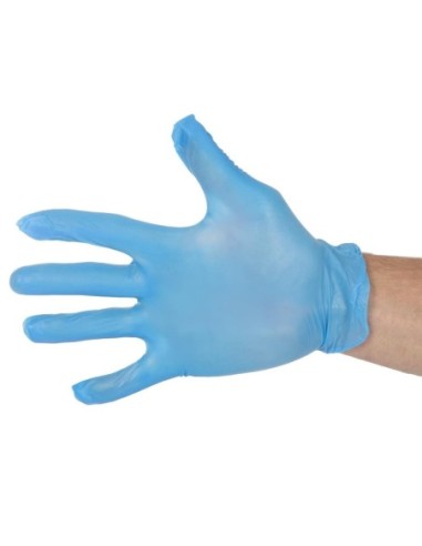 Gants alimentaires en vinyle non poudrés Hygiplas bleus M (Lot de 100)