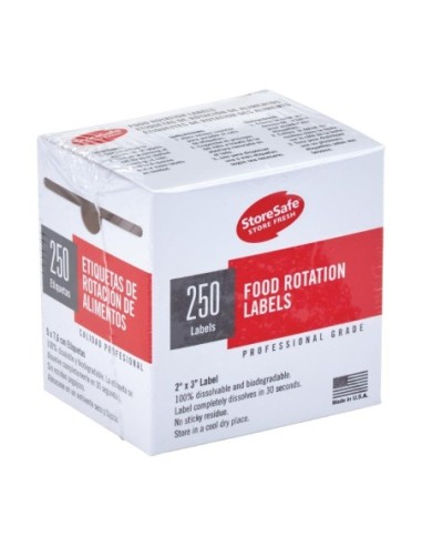 Etiquettes de rotation des aliments biodégradables Cambro Storesafe 6 rouleaux de 250